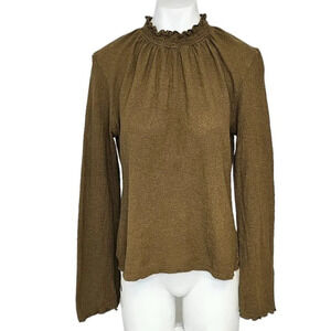 Madewell Women's Texture &  Thread Mock Neck Frill Top Size Small